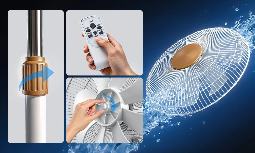 Ventilateurs Sur Pied Intelligents Télécommande, 6 Vitesses Réglables