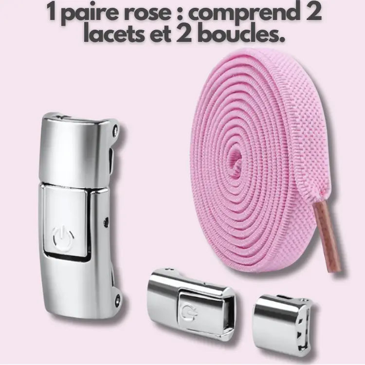 FixLacet | Lacets autobloquants Rose 100cm