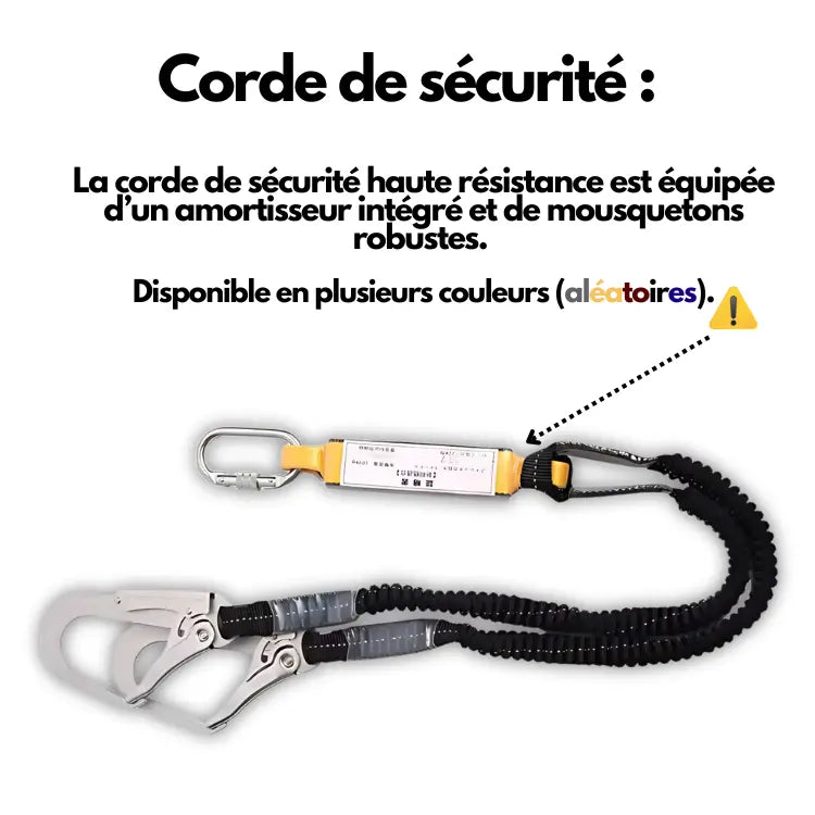Kit harnais complet avec mousqueton Corde de sécurité uniquement