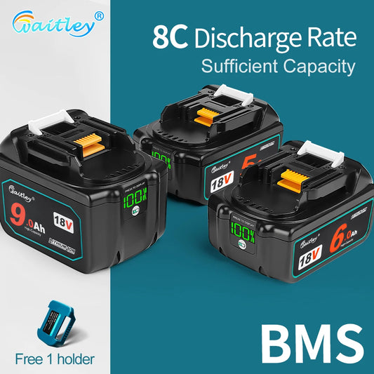 Batterie waitley 18 V compatible batteries Makitacapacité 5/6/9 Ah remplacement rechargeable