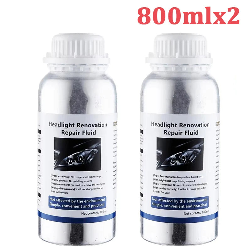 Liquide Polissant Phares Auto Restaure Clarté et Protège Polymère 2 * 800ml