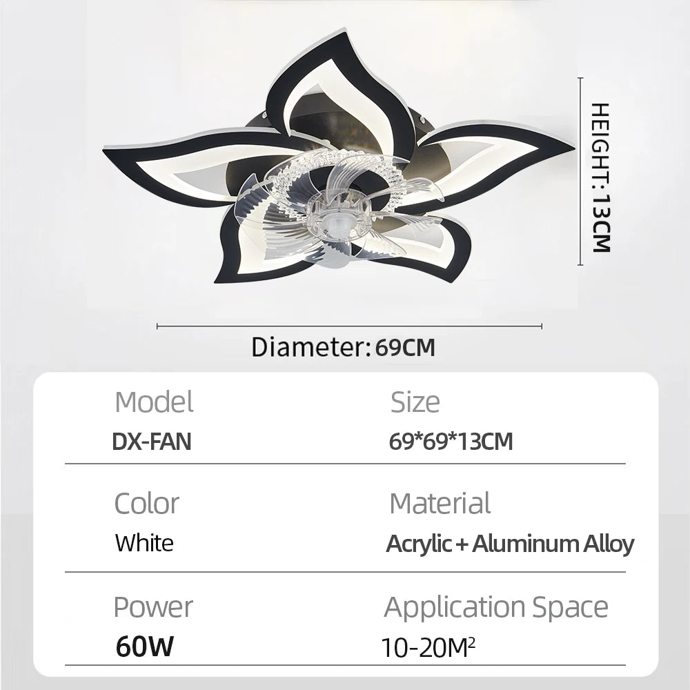 Ventilateur De Plafond LED Moderne Avec Télécommande Silencieuse