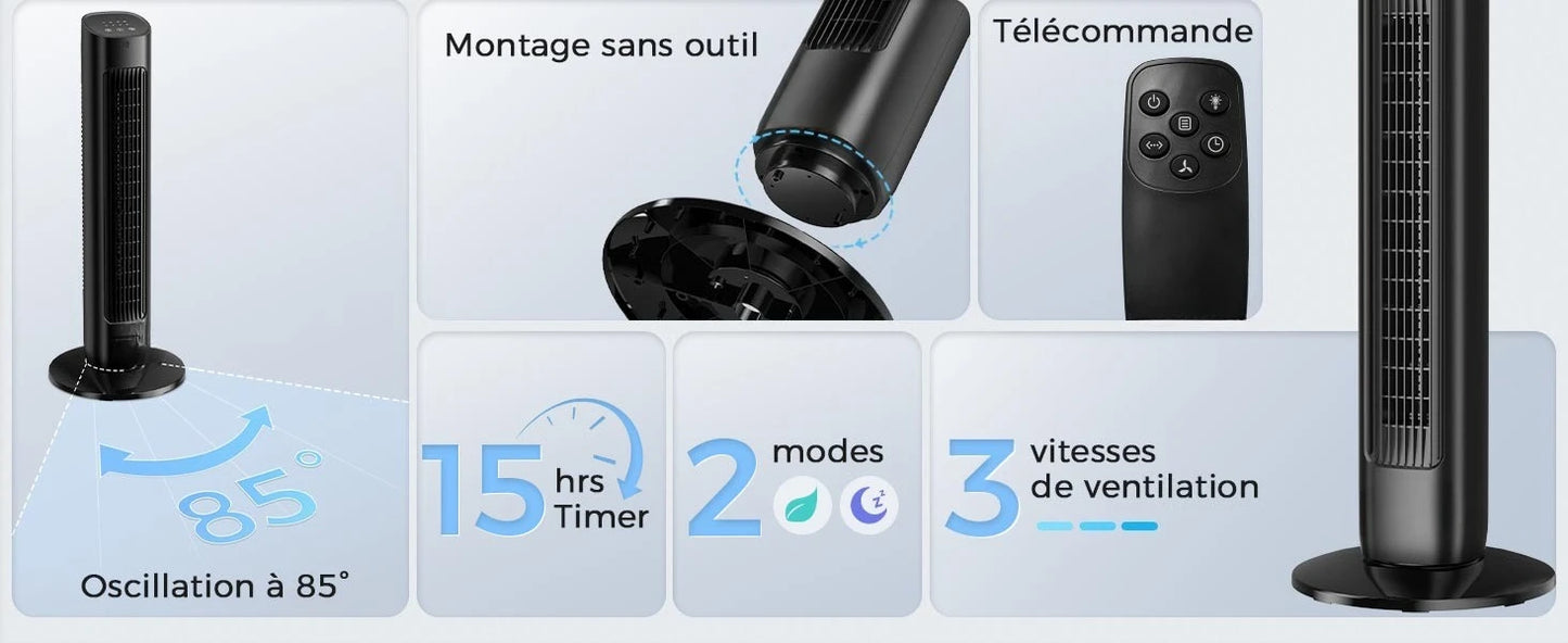 Ventilateur Sans Pales 80 Cm Avec Télécommande Silencieux
