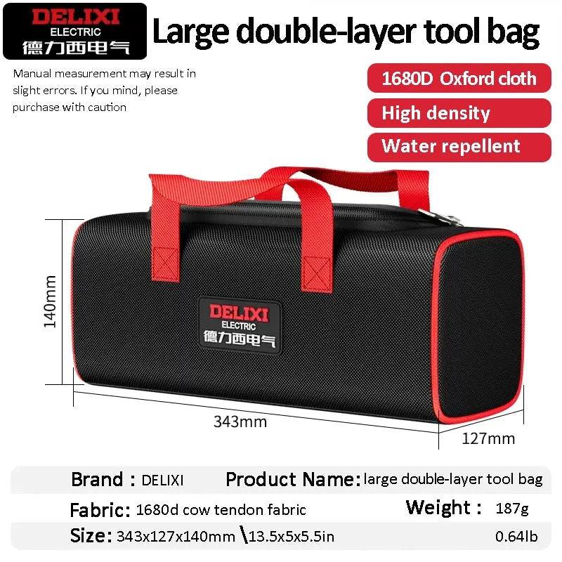 Delixi Sac À Outils Pro Grande Capacité Tissu Oxford Poches Multiples Grand – Double couche
