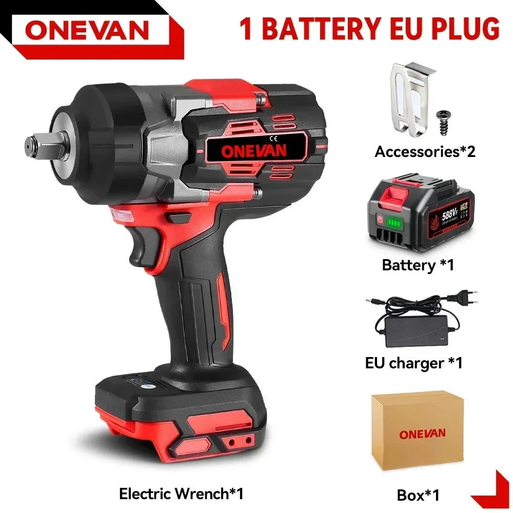 ONEVAN Clé À Chocs 1/2 Pouce 2800 Nm Brushless, Couple Fort, Makita 18V 1 Batterie 1 prise EU Allemagne