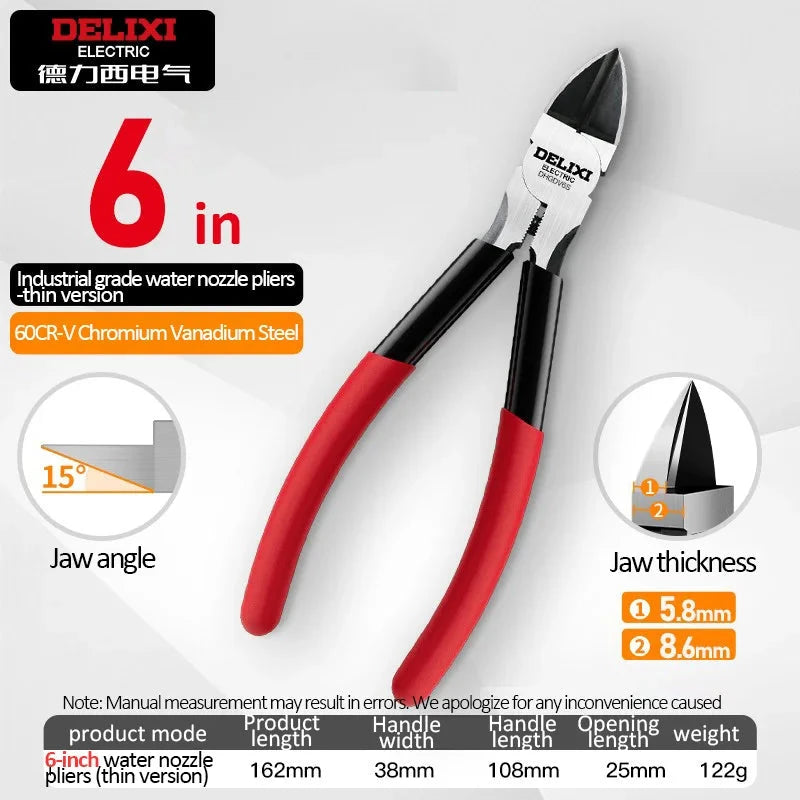 Delixi Pince Coupante Diagonale Pro Coupe Nette Métal Câble Plastique Bois 6 pouces – Fin