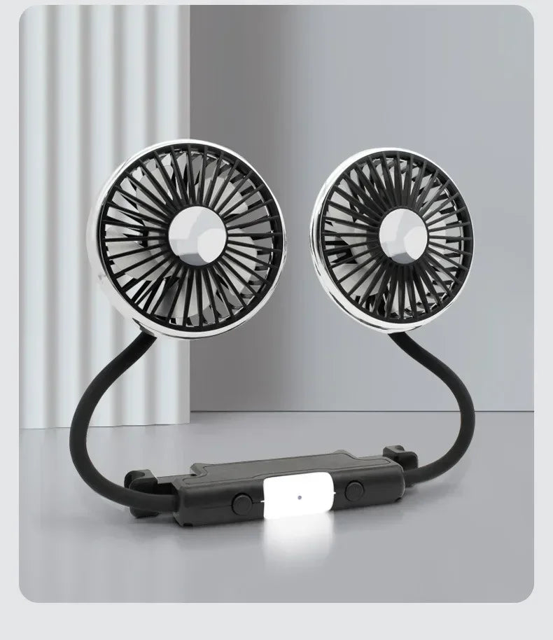 Ventilateur USB Pour Voiture Double Tête Puissant 3 Vitesses