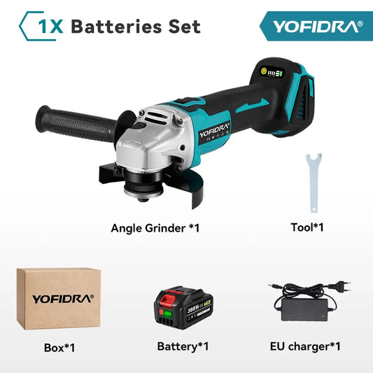 Yofidra Meuleuse D'Angle 125 Mm Brushless, Coupe Rapide, Compatible Makita 18V 1 Batterie Royaume-Uni EU