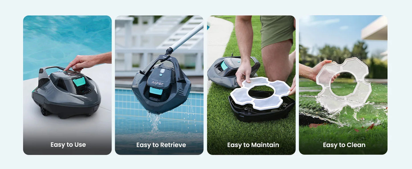 Aiper Nettoyeur De Piscine Robotisé Sans Fil Seagull Autonomie 90 Minutes