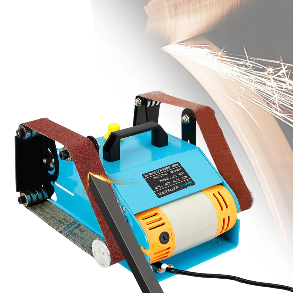 Ponceuse à bande double tête 950 W – angle réglable