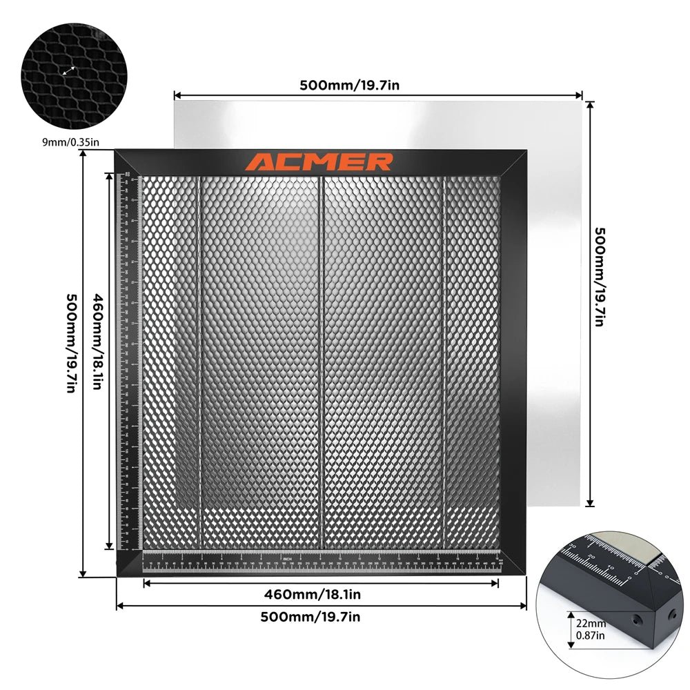 Table Nid D'Abeille Laser CO2/Diode - Surface Stable, Tailles 300x300/330x330 500x500mm Allemagne