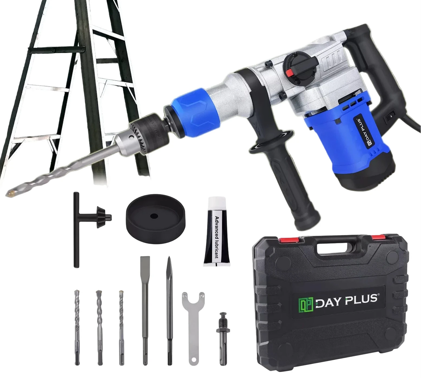 Perforateur Burineur DayPlus 1500W SDS Plus Anti Vibrations Embrayage Sécurité Royaume-Uni