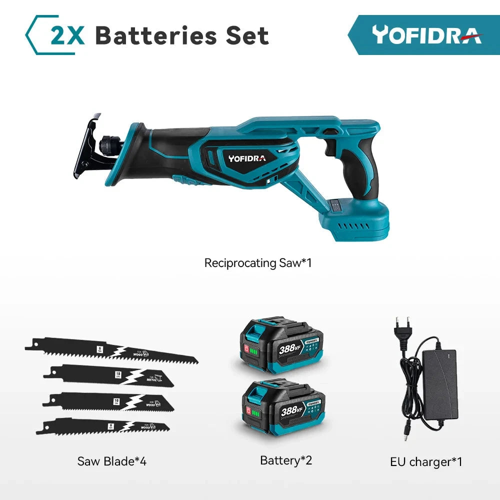 Yofidra Scie Sabre Brushless 3000 Tr Min Coupe Bois Métal 100 mm Pour Makita 18V 2 x batteries & chargeur EU EU Allemagne