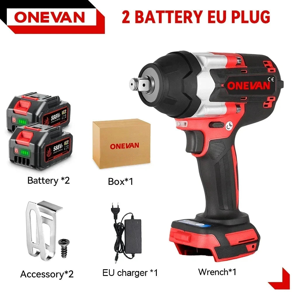 Onevan Clé À Chocs Brushless Couple 1800 Nm 3 Vitesses 1 2 Makita 18V Royaume Uni 2 Batteries 1 chargeur EU