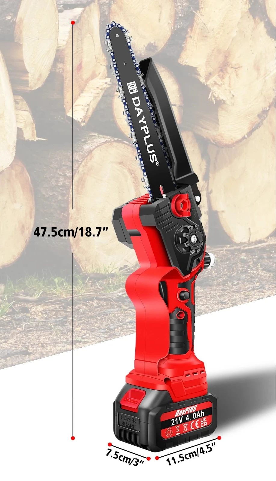 Tronçonneuse Sans Fil 8 Pouces Brushless - Coupe Rapide - Batterie 4,0 Ah