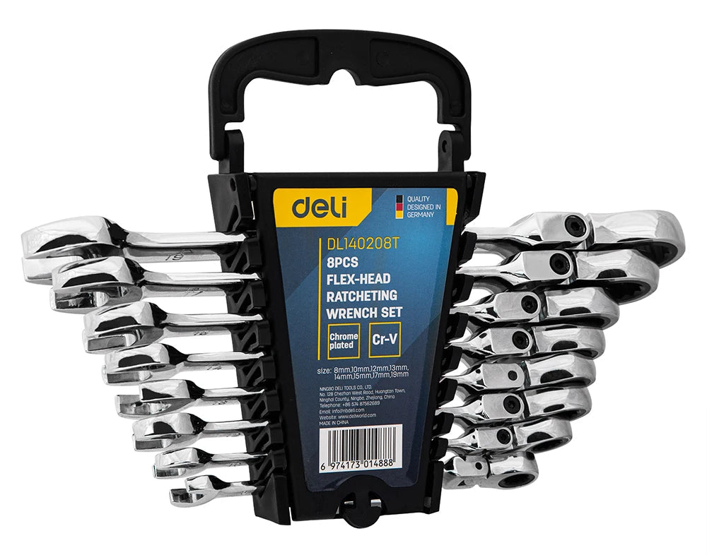 Deli Jeu De Clés Mixtes À Cliquet 8 Pièces Accès Zones Étroites 6 À 22 Mm - Manuzen