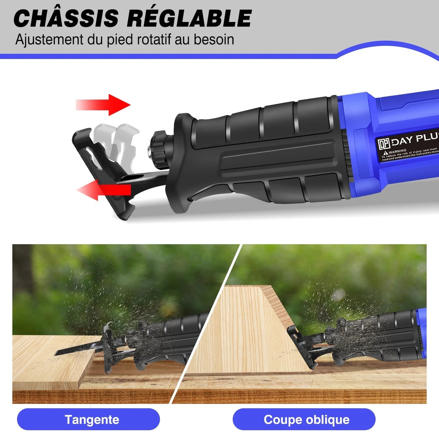 DayPlus Scie Sabre 900 W - Vitesse Variable - Changement De Lame Sans Outil