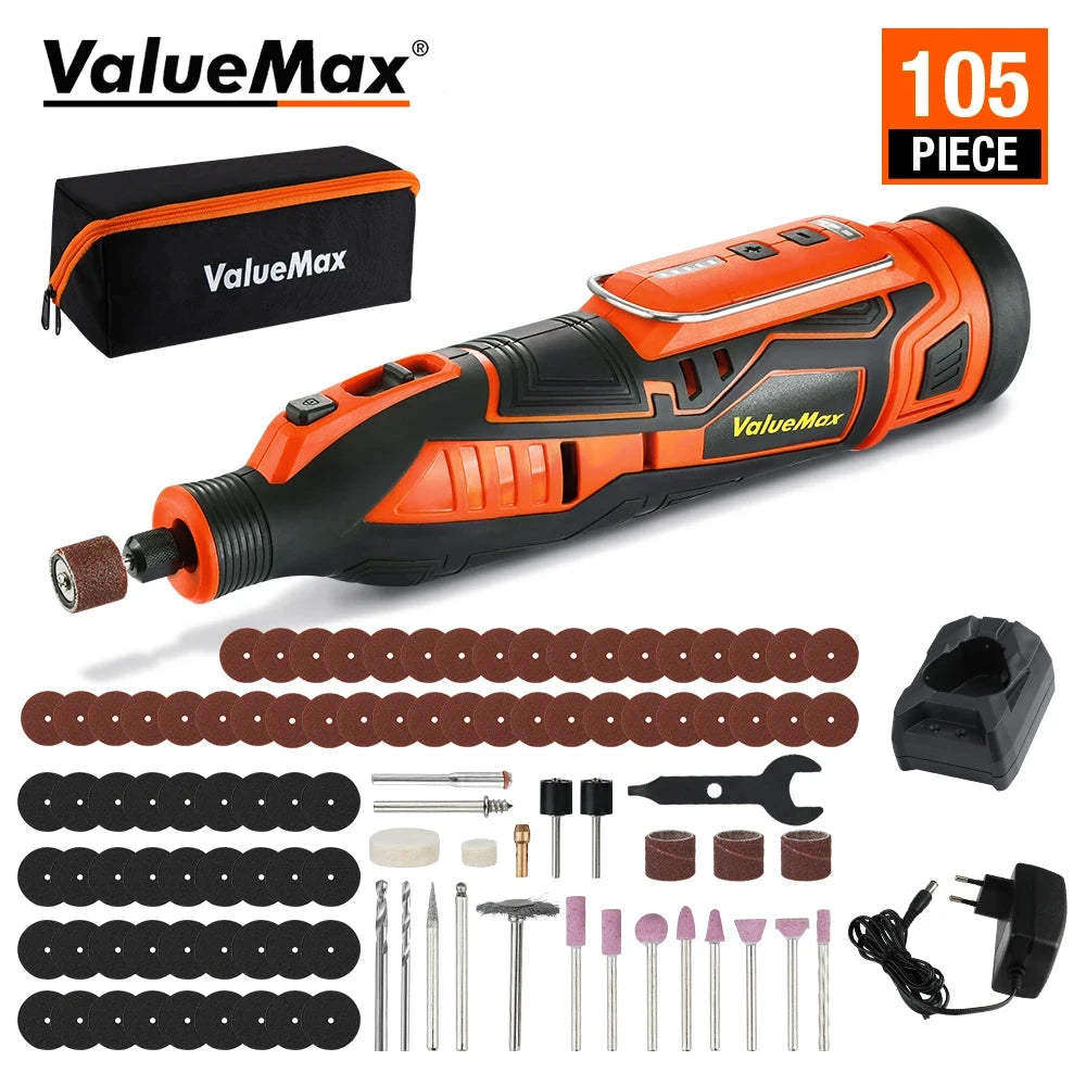 WORKPRO Outil Rotatif Sans Fil 12V Contrôle Précis 5 Vitesses, 114 Accessoires 105pcs