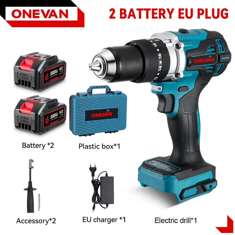 ONEVAN Perceuse À Percussion Brushless Couple Élevé 650 Nm 13 mm Pour Makita 18V - Manuzen