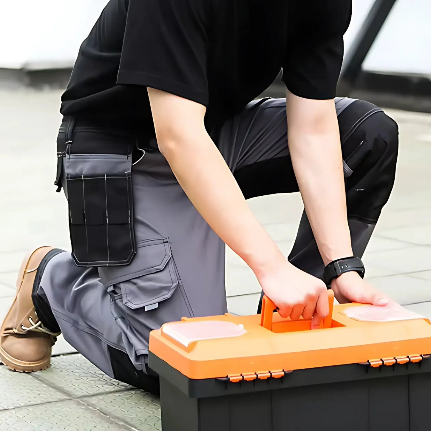 TrailForce - Pantalon de travail multi-poches artisans ceinture chantier confort genoux lastique multi oxford pantalon poches pour renforc sistancepantalon tissu trailforce travail