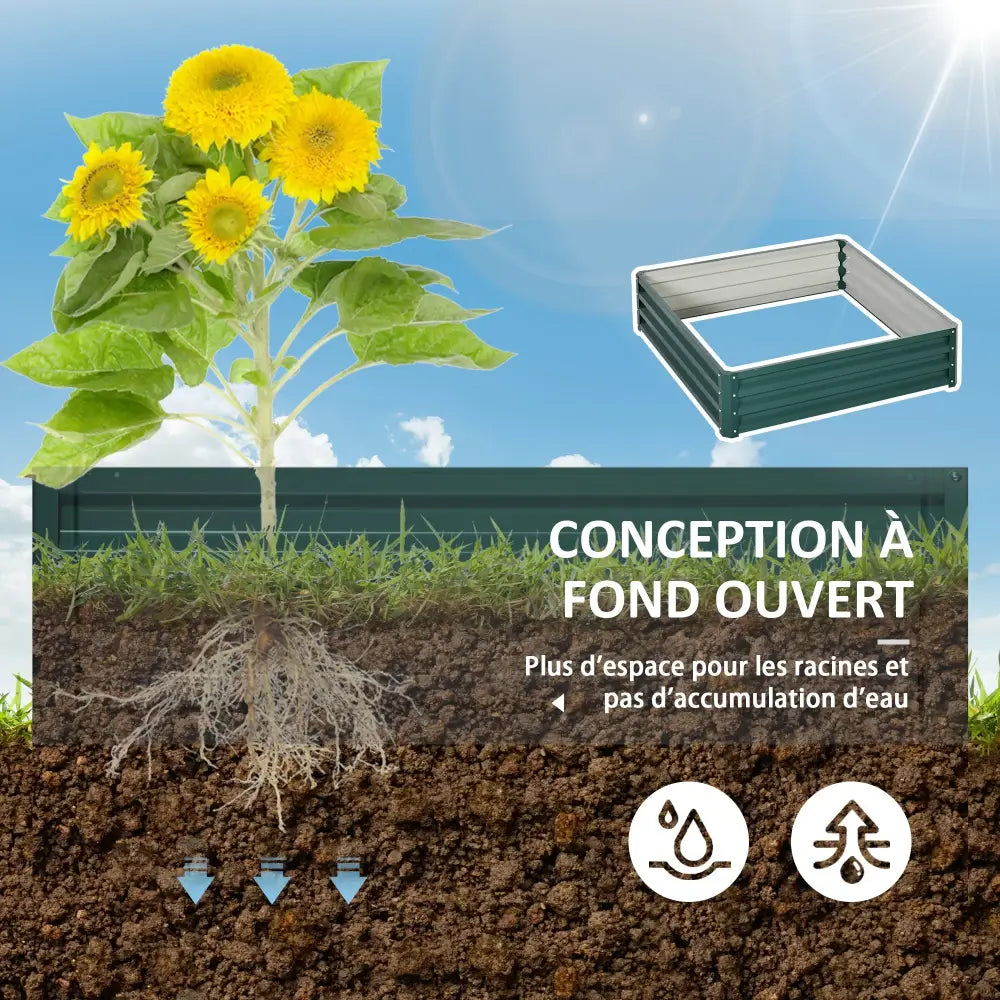 Carré potager surélevé 120 × 120 × 30 cm – acier galvanisé - France - Carré potager surélevé