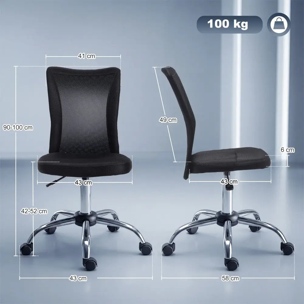 Chaise de bureau sans accoudoirs – hauteur réglable noire - Noir / France - Chaise de bureau sans accoudoirs