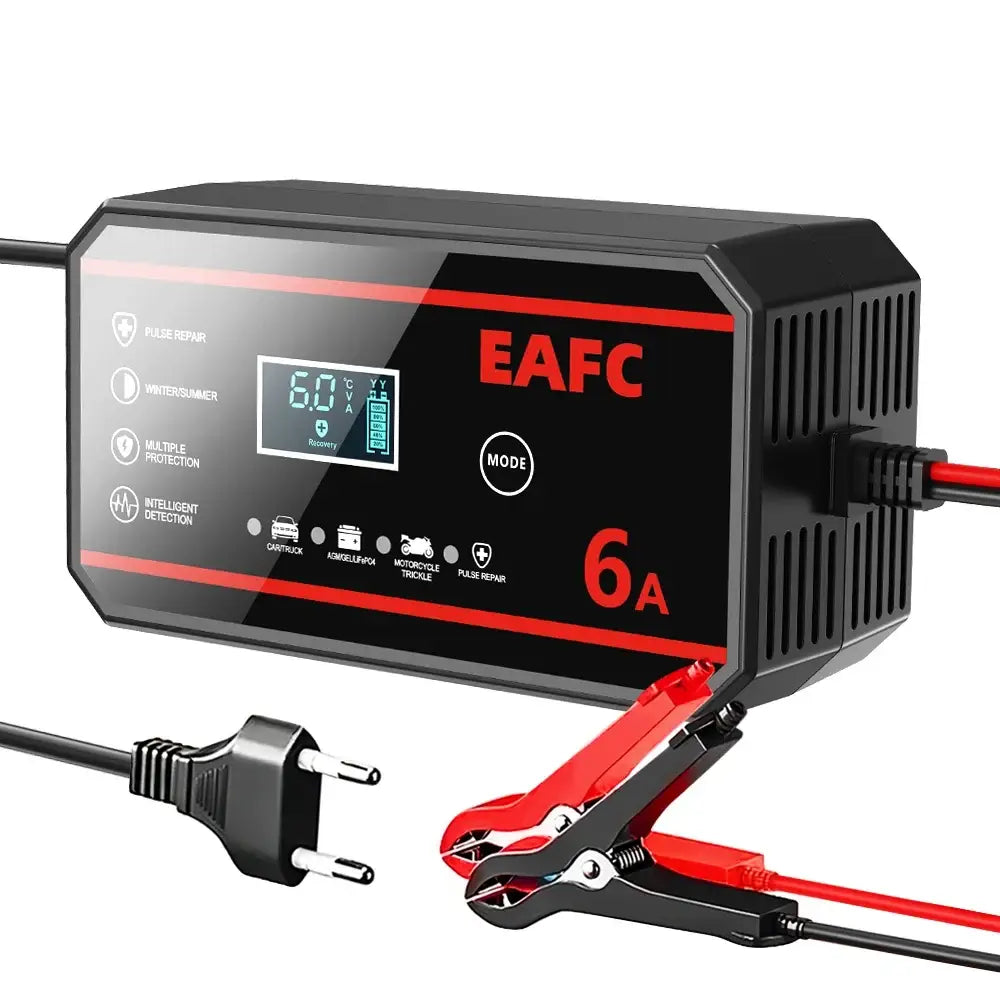 Chargeur de batterie voiture 12 V – 6 A ou 8 A avec LCD – 6 A – prise UE