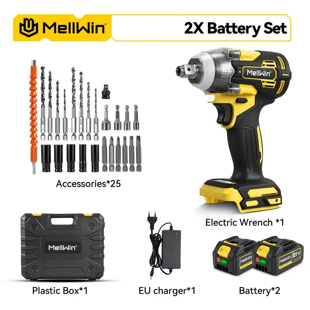Clé à chocs sans fil 520 Nm 3-en-1 – carré 1/2 pouce - Kit 2 batteries – version B / Allemagne - Clé à chocs sans fil