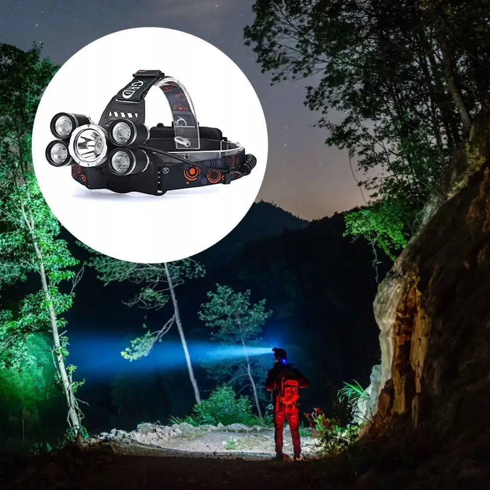 Lampe frontale rechargeable 5 LED – secteur et voiture - Pologne - Lampe frontale rechargeable 5 LED