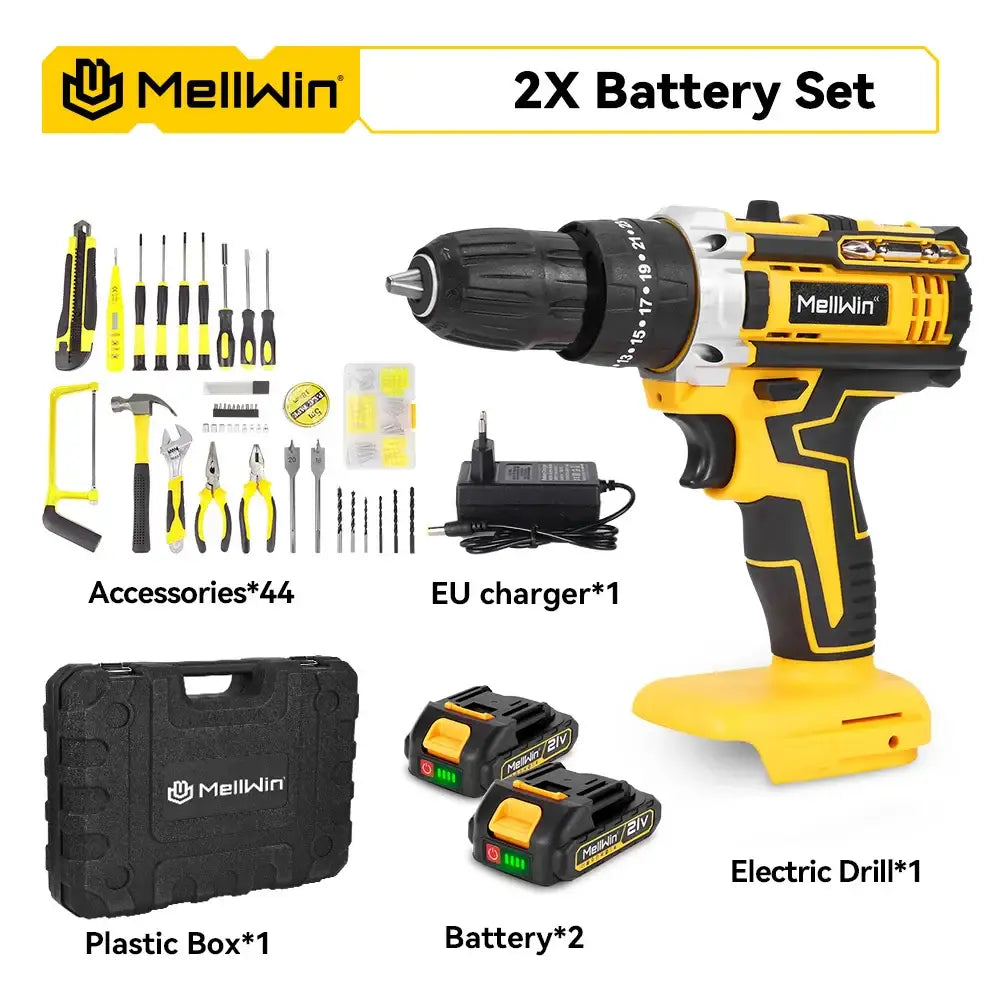MELLWIN Perceuse À Percussion Sans Fil Couple Élevé Compatible Makita 18V 45 Accessoires France