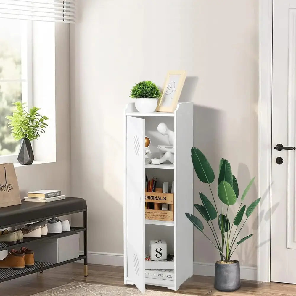 Meuble rangement salle de bain blanc – porte et étagères - Blanc / Allemagne - meuble rangement salle de bain blanc