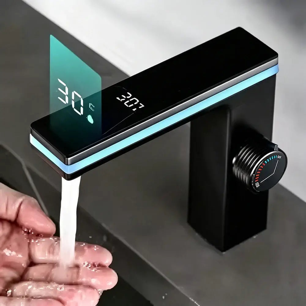 Mitigeur de lavabo à affichage numérique de température – variante Noir