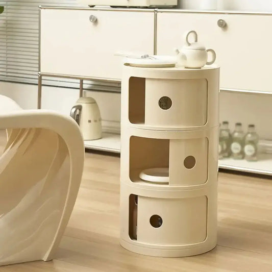 Motorsi Armoire Chevet Ronde 2 Ou 3 Niveaux Tiroir Rangement Chambre Salon