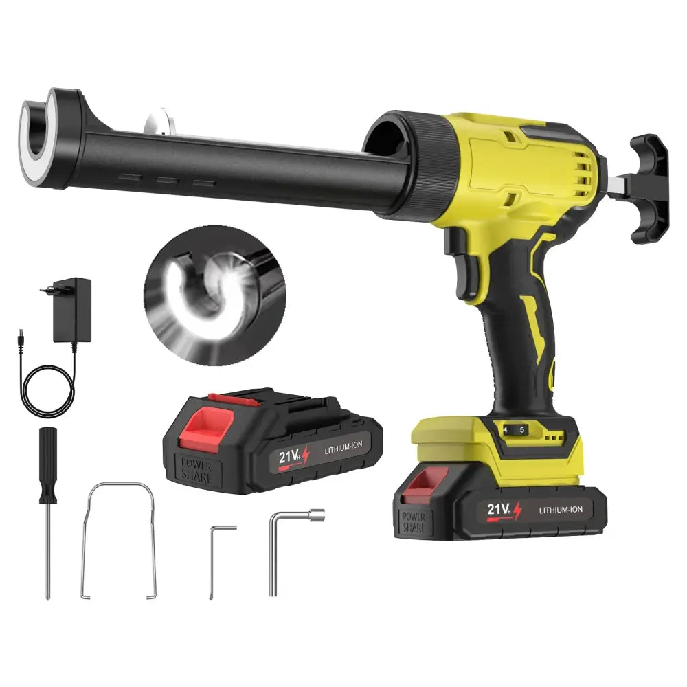 Pistolet à mastic sans fil LED pour remplissage et étanchéité Jaune 1 Batterie EU Pologne