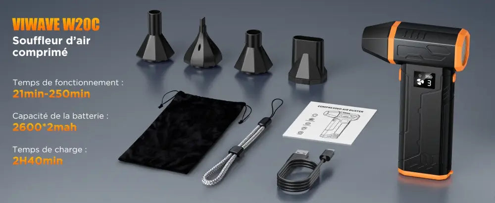 Souffleur dépoussiérant rechargeable 120 W – 3 vitesses - Noir / France - souffleur dépoussiérant rechargeable