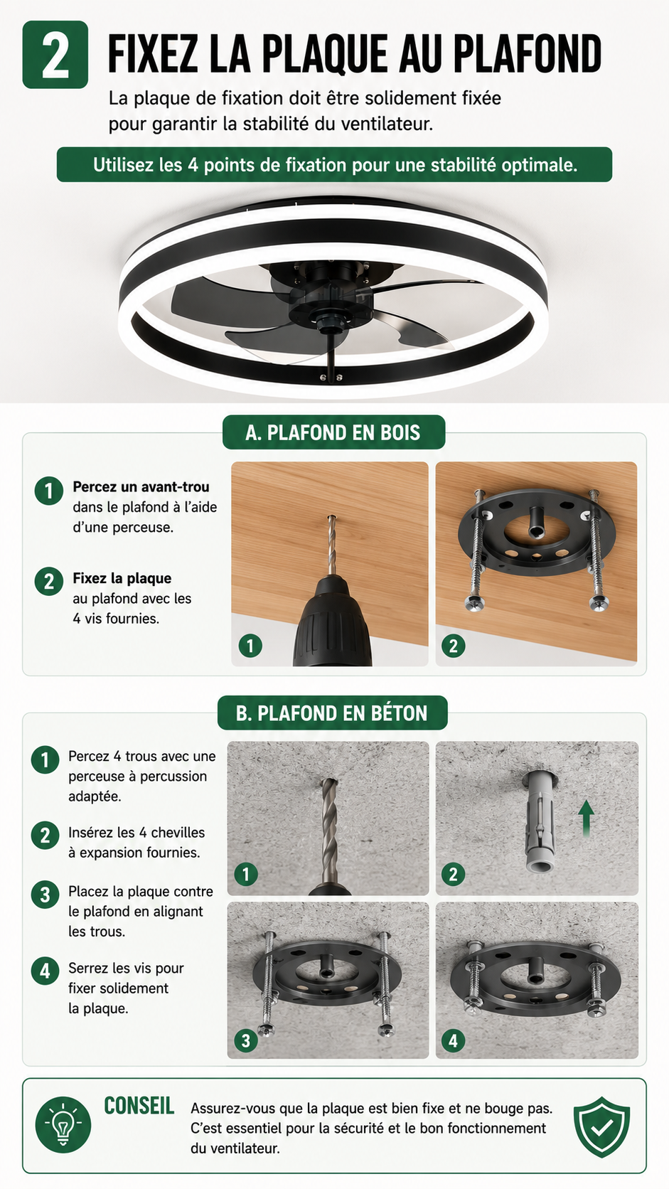 Comment installer un ventilateur de plafond ? Guide simple étape par étape