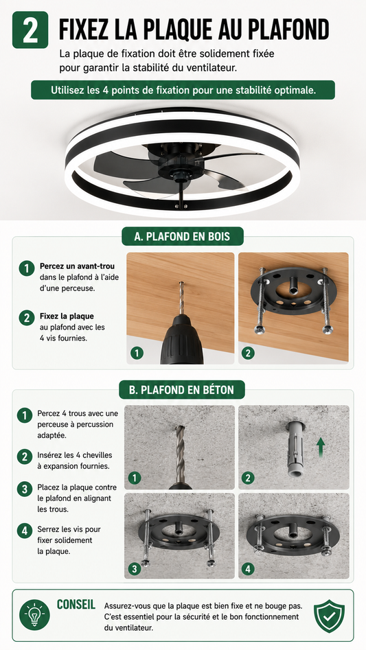 Comment installer un ventilateur de plafond ? Guide simple étape par étape