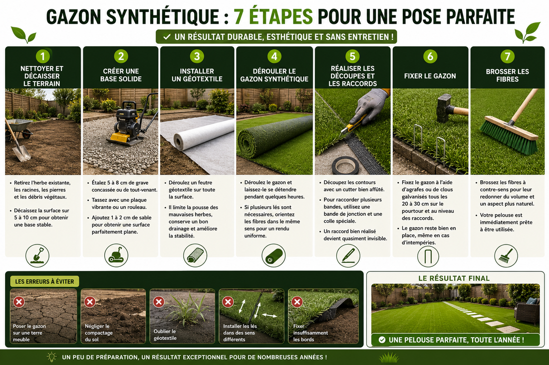 Comment poser du gazon synthétique sur terre : le guide simple et efficace