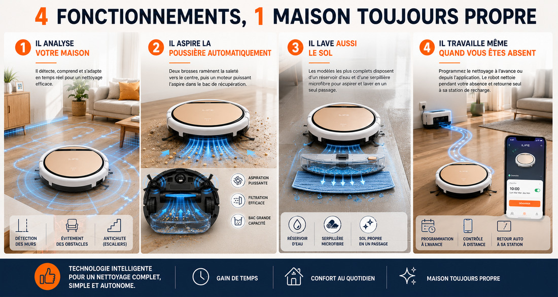 Comment fonctionne un aspirateur qui aspire tout seul ?