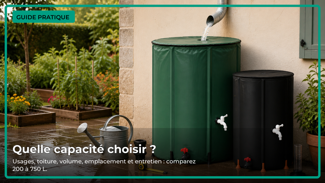 Guide pour choisir la capacité d’un récupérateur d’eau de pluie de 200 à 750 L
