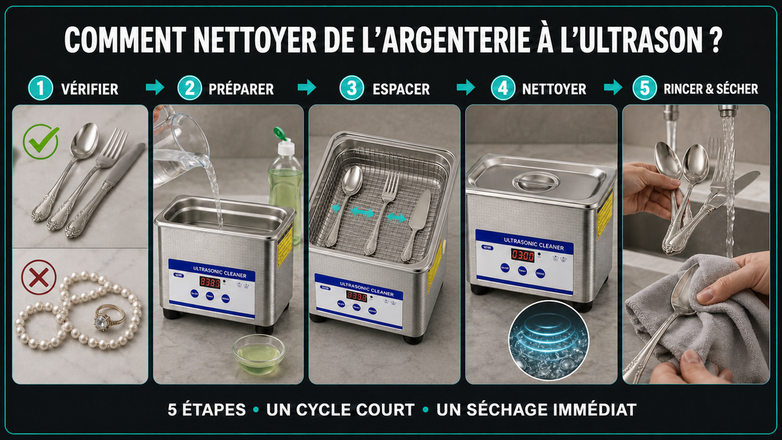 Comment nettoyer de l’argenterie à l’ultrason en cinq étapes