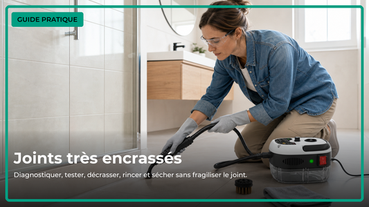 Guide pratique pour nettoyer des joints de carrelage très encrassés en cinq étapes.