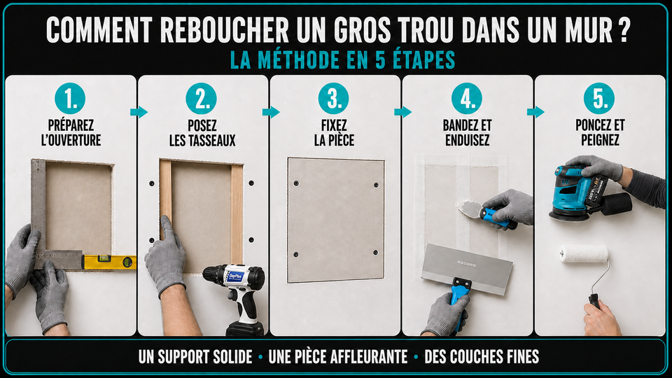 Comment reboucher un gros trou dans un mur en cinq étapes