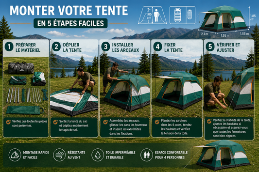 Comment monter une tente 2 à 4 places ?