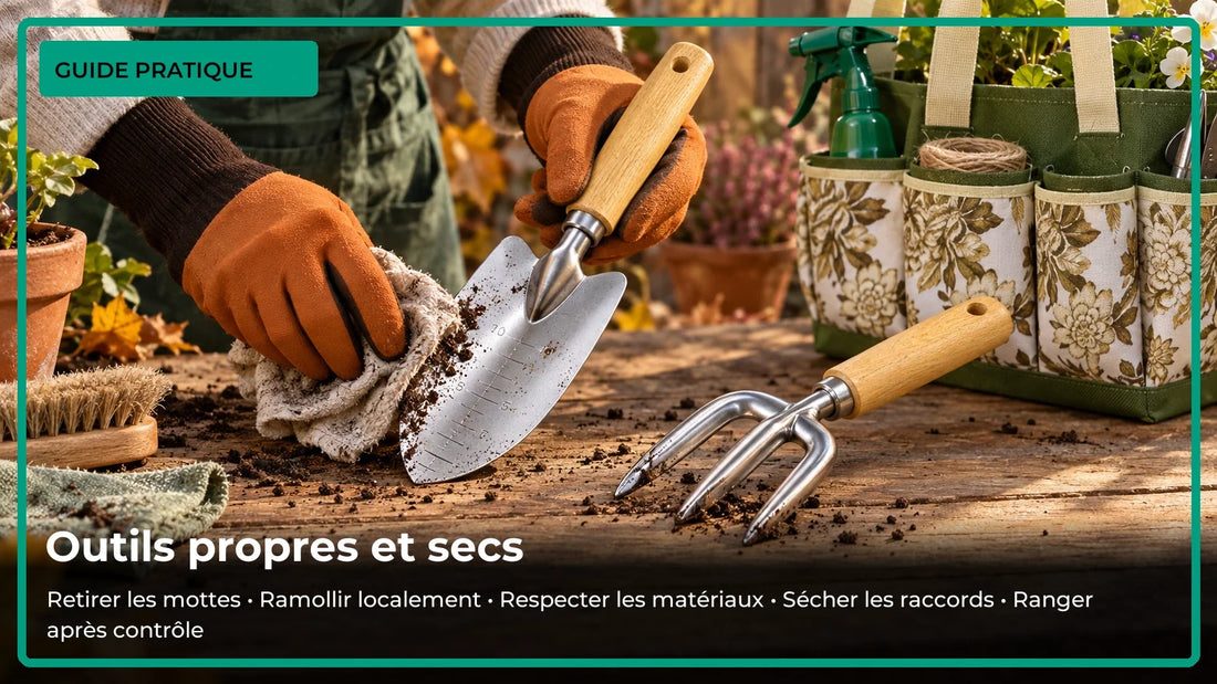 Comment nettoyer des outils de jardin couverts de terre argileuse ?