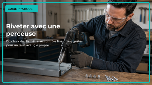 Pose de rivets aveugles sur un profilé métallique avec un adaptateur monté sur perceuse