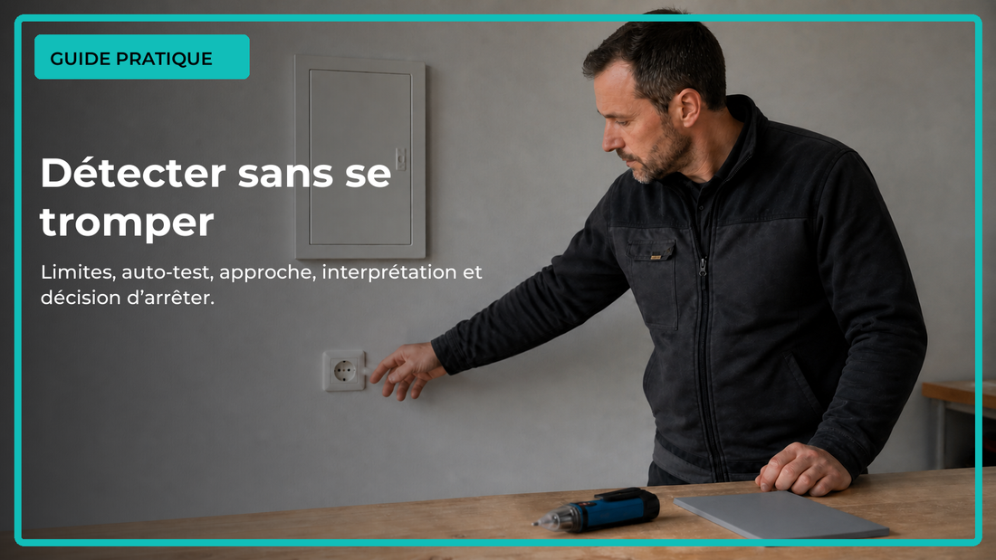 Utilisation prudente d’un testeur de tension sans contact devant une prise fermée