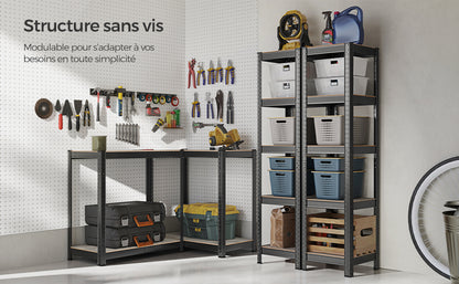 Étagère de rangement 5 niveaux – 37 × 37 × 150 cm