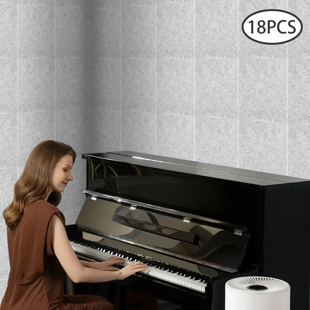 18 panneaux acoustiques autocollants gris clair 30 × 30 cm - Gris clair / France - Panneaux acoustiques autocollants