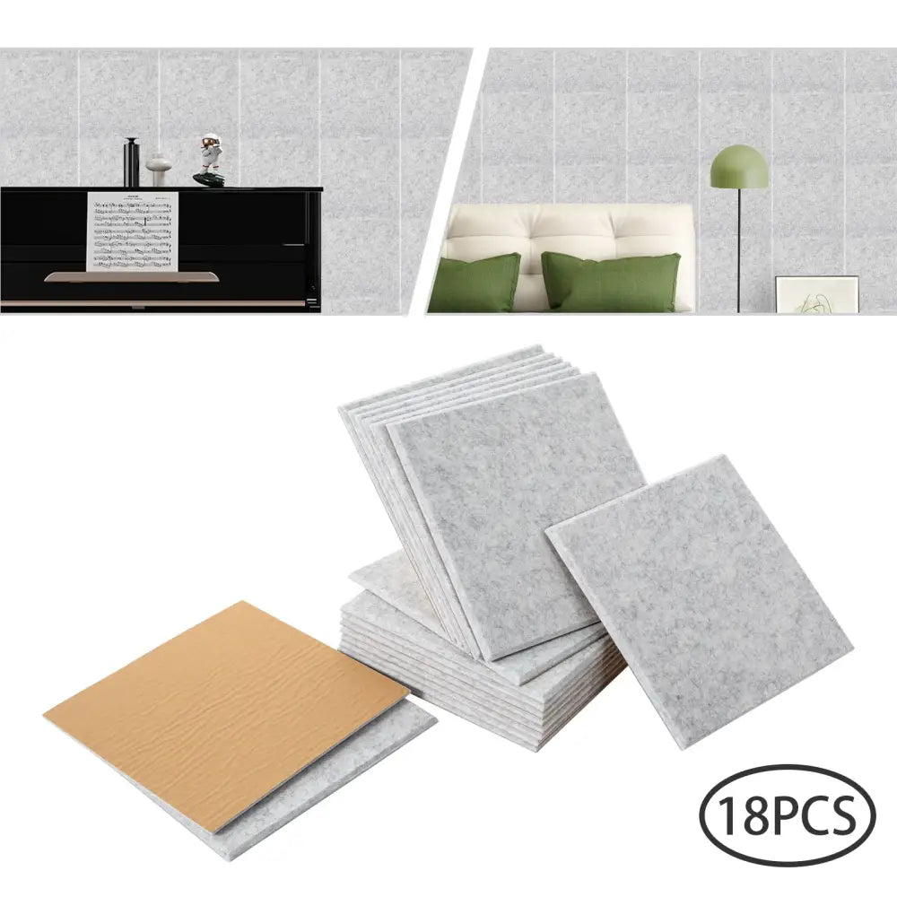 18 panneaux acoustiques autocollants gris clair 30 × 30 cm - Gris clair / France - Panneaux acoustiques autocollants